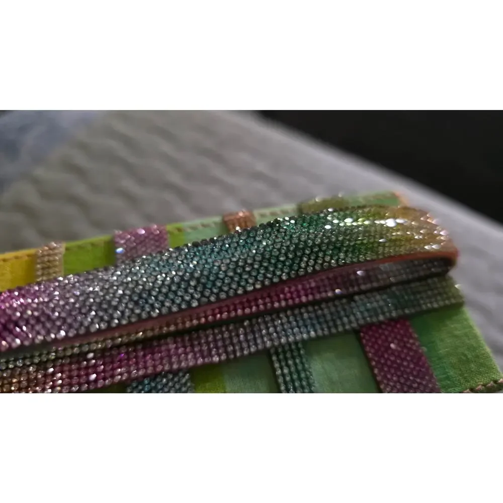 Simitri Rainbow Crystal Etoile Clutch NWT Multicolor Gingham Handcrafted